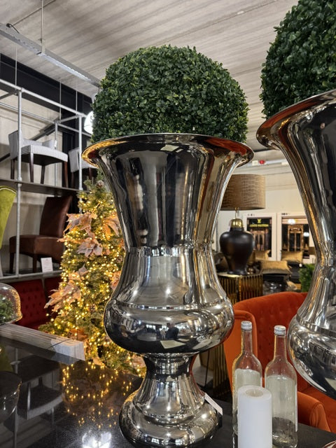 Vase Metall, Dekovase Silber, Metall Vase Silber, Höhe 70 cm