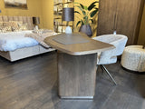 Schreibtisch braun Eiche furniert, Schreibtisch halbrund, Länge 189 cm