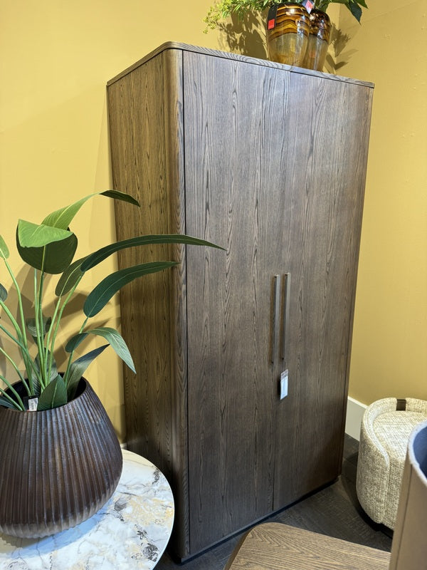 Schreibtisch braun Eiche furniert, Schreibtisch halbrund, Länge 189 cm