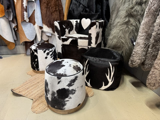 Sessel schwarz-weiß Kuhfell, Sessel Kuhfell schwarz