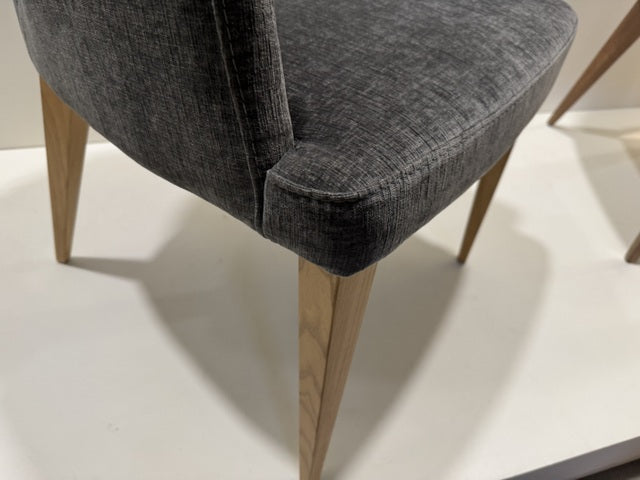 Stuhl grau Holzbeine Naturholz-Farbe, Esszimmerstuhl grau mit Armlehne