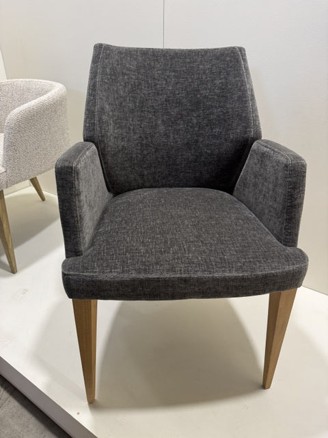 Stuhl grau Holzbeine Naturholz-Farbe, Esszimmerstuhl grau mit Armlehne
