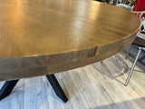 Esstisch rund Holz Metall, Tisch rund Massivholz Tischplatte, Durchmesser 100 cm