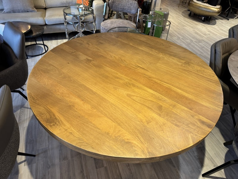 Esstisch rund Holz Metall, Tisch rund Massivholz Tischplatte, Durchmesser 100 cm