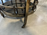 Servierwagen Glas schwarz, Serviertisch rund, Trolley Bronze rund