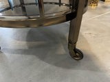 Servierwagen Glas schwarz, Serviertisch rund, Trolley Bronze rund