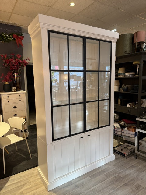 Vitrinen weiß Eiche, Geschirrschrank weiß Holz Eiche, Breite 125 cm