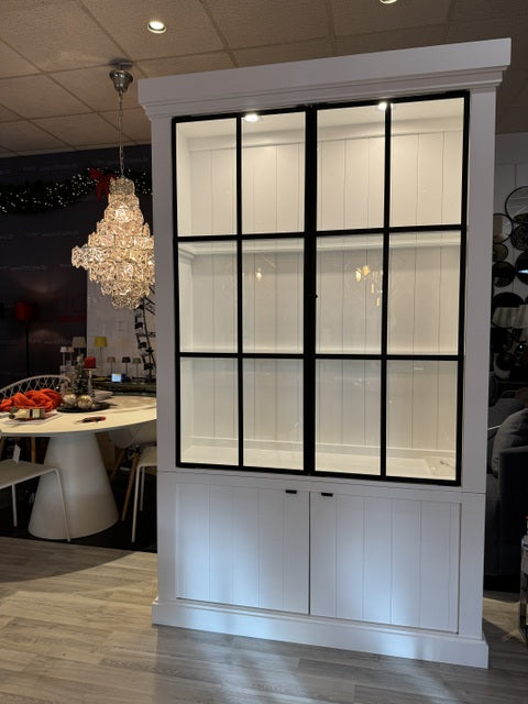 Vitrinen weiß Eiche, Geschirrschrank weiß Holz Eiche, Breite 125 cm