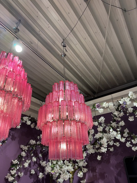 Kronleuchter lila,  Kronleuchter pink Glas 18 Flammig, Durchmesser 80 cm