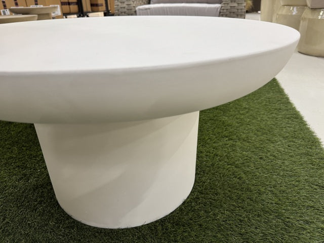 Garten-Couchtisch weiß, Gartentisch weiß Beton, Couchtisch weiß Beton, Durchmesser 90 cm