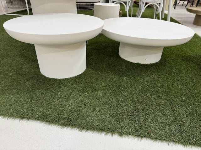 Garten-Couchtisch weiß, Gartentisch weiß Beton, Couchtisch weiß Beton, Durchmesser 90 cm