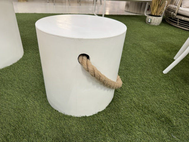 Beistelltisch rund weiß, Garten-Beistelltisch weiß Beton, Beistelltisch weiß Beton, Durchmesser 45 cm