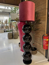 Metall Stehleuchte schwarz, Lampenfuß lila, Stehleuchte mit Lampenschirm, Stehlampe lila-schwarz, Höhe 140-185 cm