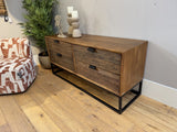 Sideboard Altholz schwarz-braun, Fernseheschrank Altholz, Breite 160 cm