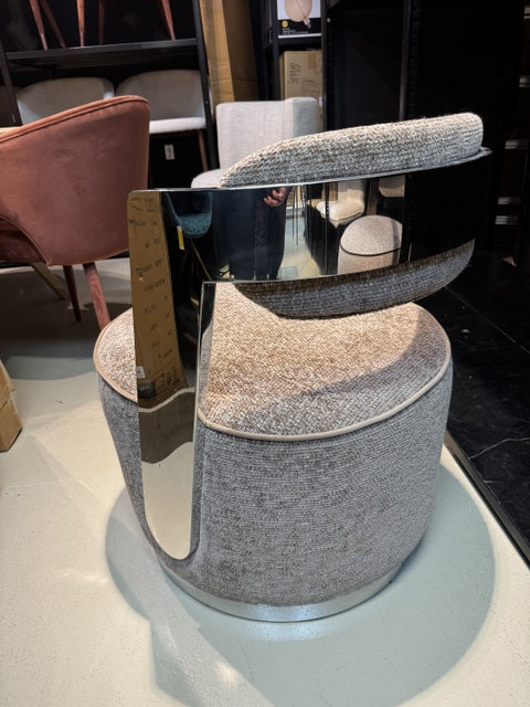 Sessel grau-braun, drehbarer Sessel Metall-Gestell