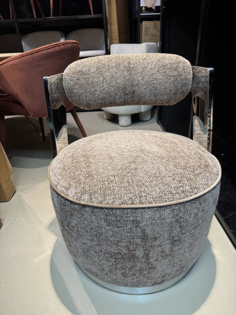 Sessel grau-braun, drehbarer Sessel Metall-Gestell