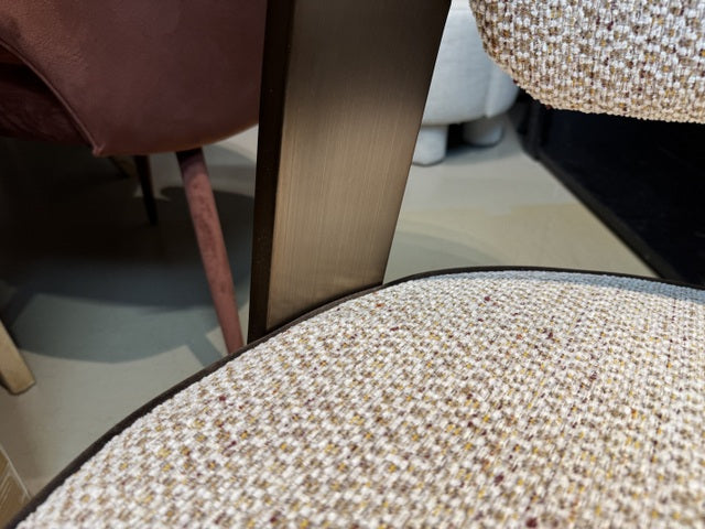 Sessel creme-braun, drehbarer Sessel Metall-Gestell