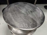Beistelltisch rund Silber, runder Metall-Beistelltisch Alu, Durchmesser 40 cm