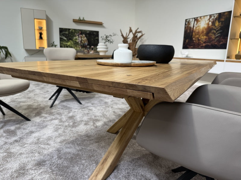 Esstisch ausziehbar Eiche massiv, Tisch ausziehbar Eiche,, ausziehbarer Tisch Eiche, Länge 160-240 cm (Tischgestell Eiche massiv)