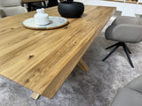 Esstisch ausziehbar Eiche massiv, Tisch ausziehbar Eiche,, ausziehbarer Tisch Eiche, Länge 160-240 cm (Tischgestell Eiche massiv)