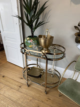 Servierwagen Gold, Rollwagen Gold,  Trolley Gold, Breite 84 cm