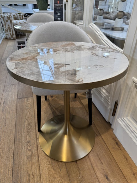 Bistrotisch Gold matt, Bistrotisch Keramik Tischplatte, Durchmesser 80 cm