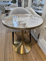 Bistrotisch Gold matt, Bistrotisch Keramik Tischplatte, Durchmesser 80 cm