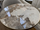 Bistrotisch Gold matt, Bistrotisch Keramik Tischplatte, Durchmesser 80 cm