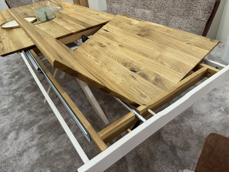 Esstisch ausziehbar Eiche massiv, Tisch ausziehbar Eiche,, ausziehbarer Tisch Eiche, Länge 160-245 cm