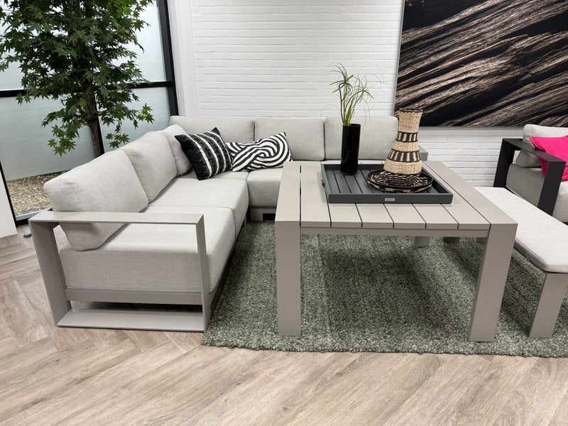 Loungesofa taupe 3-teilig, Gartenecksofa taupe, Eck-Gartensofa taupe, Maße 230x230 cm