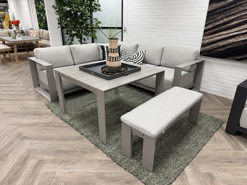 Loungesofa taupe 3-teilig, Gartenecksofa taupe, Eck-Gartensofa taupe, Maße 230x230 cm