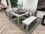 Loungesofa taupe 3-teilig, Gartenecksofa taupe, Eck-Gartensofa taupe, Maße 230x230 cm