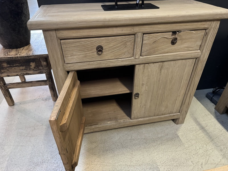 Sideboard Altholz Natur-grau, Anrichte mit Schubladen Altholz, Konsole Altholz, Breite 100 cm