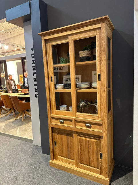 Vitrine Eiche-Natur, Geschirrschrank Eiche, Breite 104 cm