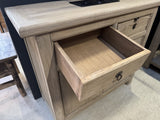 Sideboard Altholz Natur-grau, Anrichte mit Schubladen Altholz, Konsole Altholz, Breite 100 cm