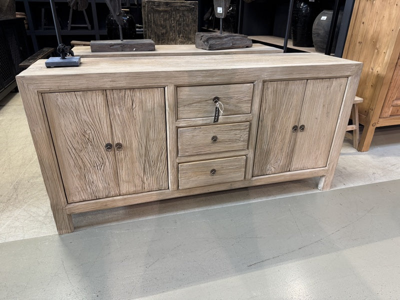 Sideboard Altholz Natur-grau, Anrichte mit Schubladen Altholz, Kommode Altholz, Breite 180 cm