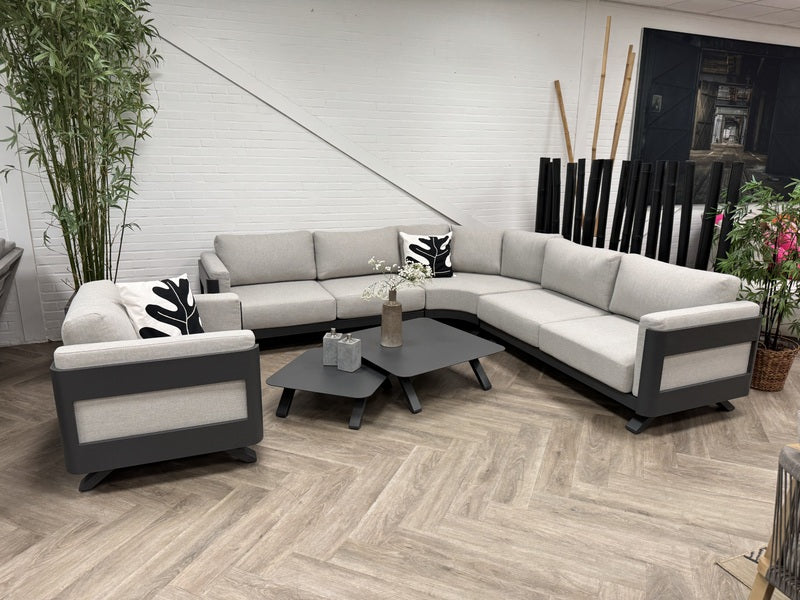 Gartenlounge anthrazit Metall, Gartenecksofa Aluminium-Gestell anthrazit, Maße 280x280 cm