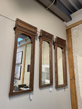 Altholz-Wandspiegel braun, Wandspiegel handgeschnitztes Altholz , Höhe 140 cm