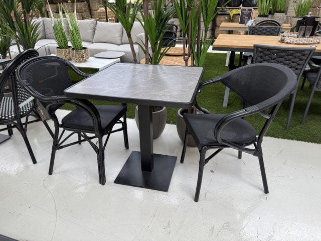 Bistrotisch schwarz-grau, Bistrotisch grau, Maße 70x70 cm