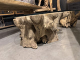 Couchtisch Wurzelholz, Tisch Massivholz und Glas, Durchmesser 100 cm