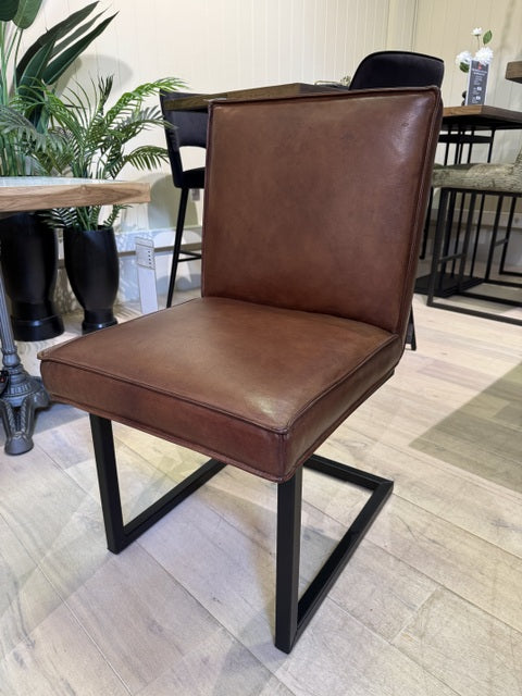 Freischwinger Lederstuhl braun, Stuhl Leder braun