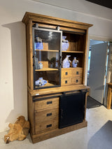 Vitrine Holz Teak, Geschirrschrank Teak, Breite 120 cm