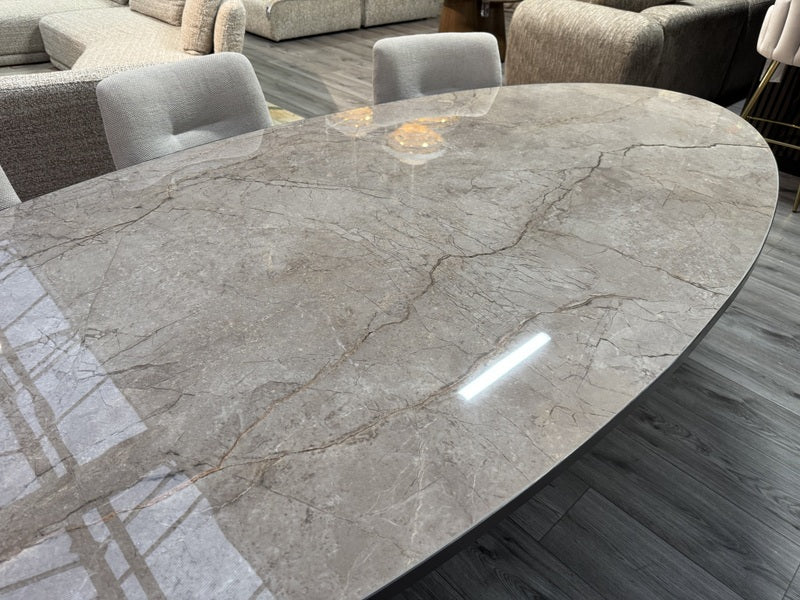 Esstisch oval Metall-Keramik, ovaler Tisch&nbsp; braun-grau, Breite 280 cm