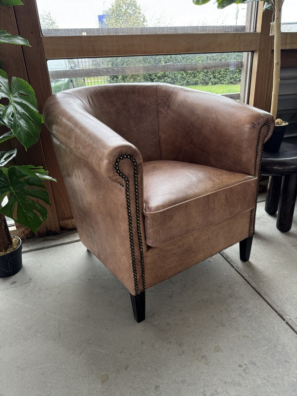 Sessel Leder braun, Clubsessel Leder braun, Breite 75 cm