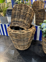 Pflanzen-Übertopf auf Rädern Rattan, Blumen-Übertopf Rattan, Durchmesser 55 cm