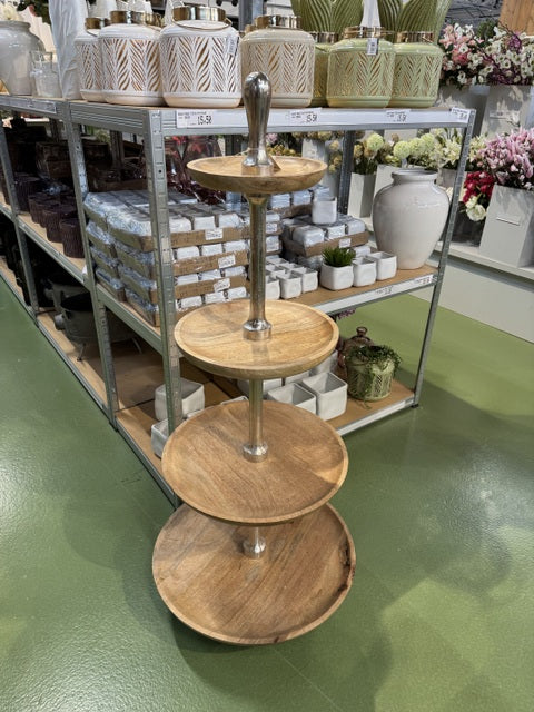 Etagere Holz, Etagere Metall-Holz, Höhe 130 cm