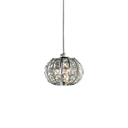 Pendelleuchte Metall chrom, Kristall transparent, modern