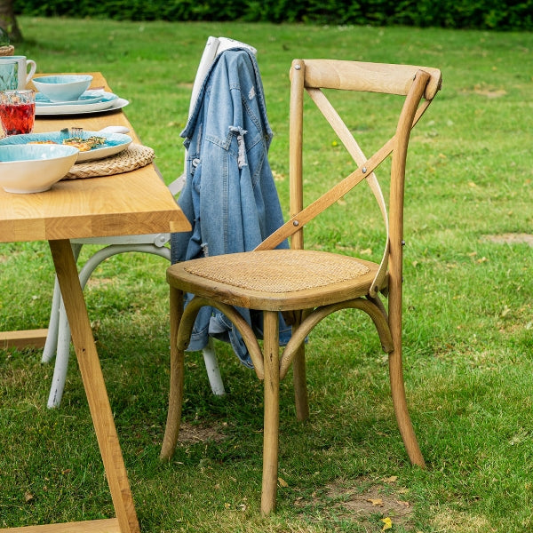 Klassischer Stuhl, Landhausstuhl Holz Rattan