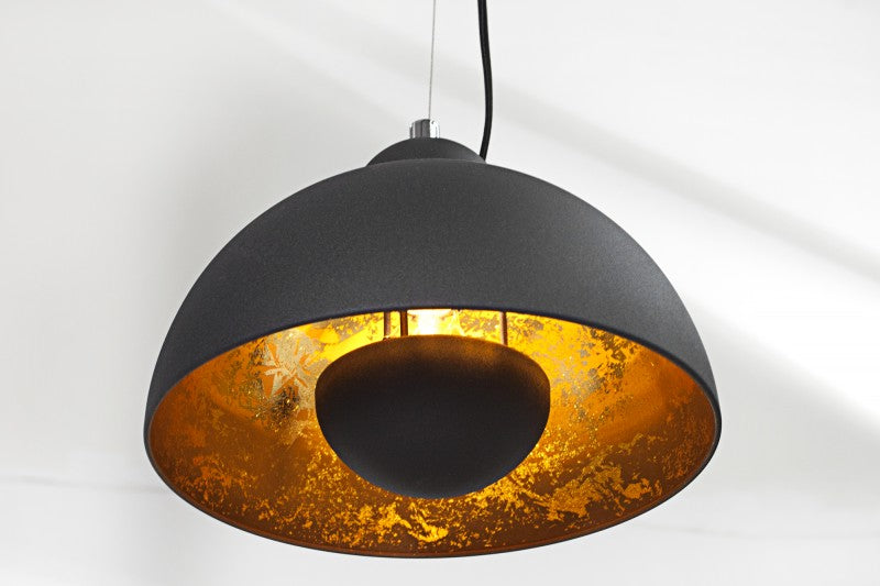 Hängeleuchte Metall schwarz-gold, Hängelampe schwarz-gold, Breite 110 cm