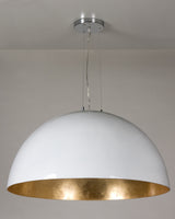 Moderne Pendelleuchte Kuppel, Farbe Weiß-Gold, Durchmesser 90 cm